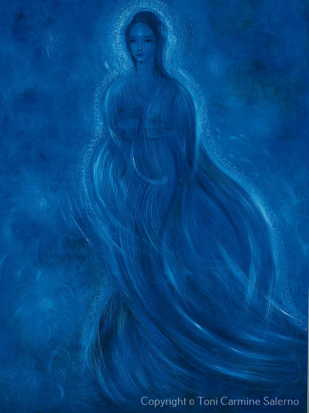 Богиня на голубом фоне